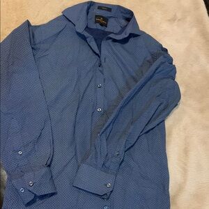 Men's Blue Print Dress Shirt